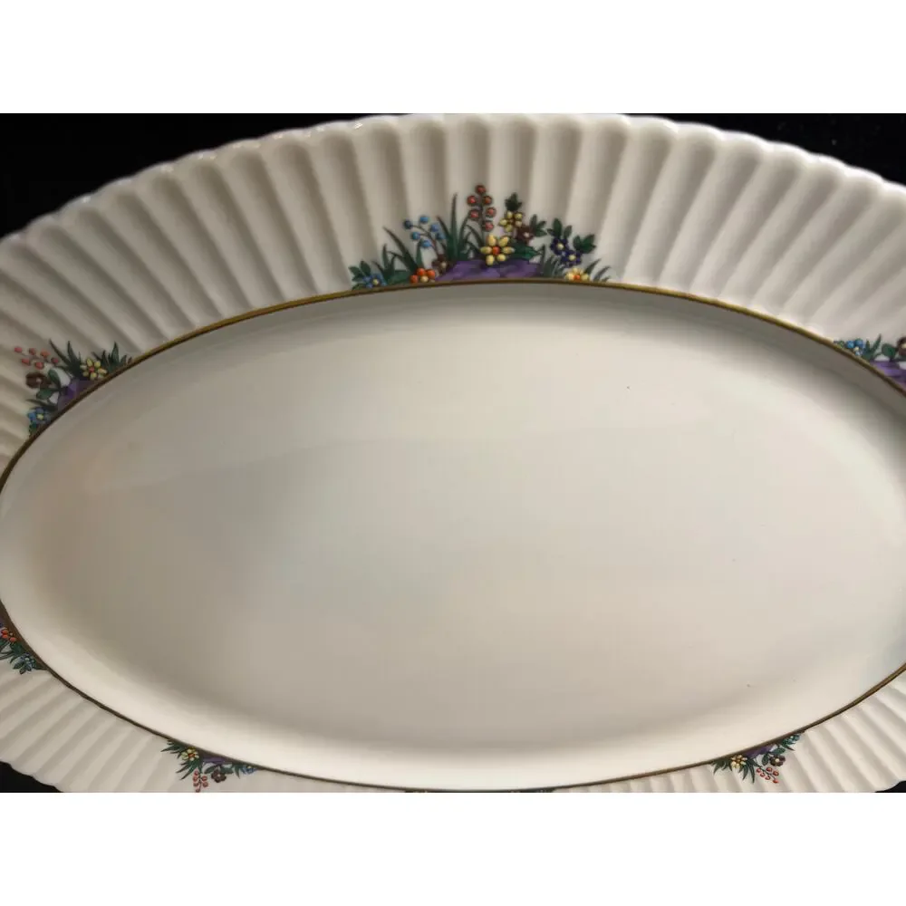Lenox Rutledge P-303 17” Oval Serving Platter Floral Gold Trim USA